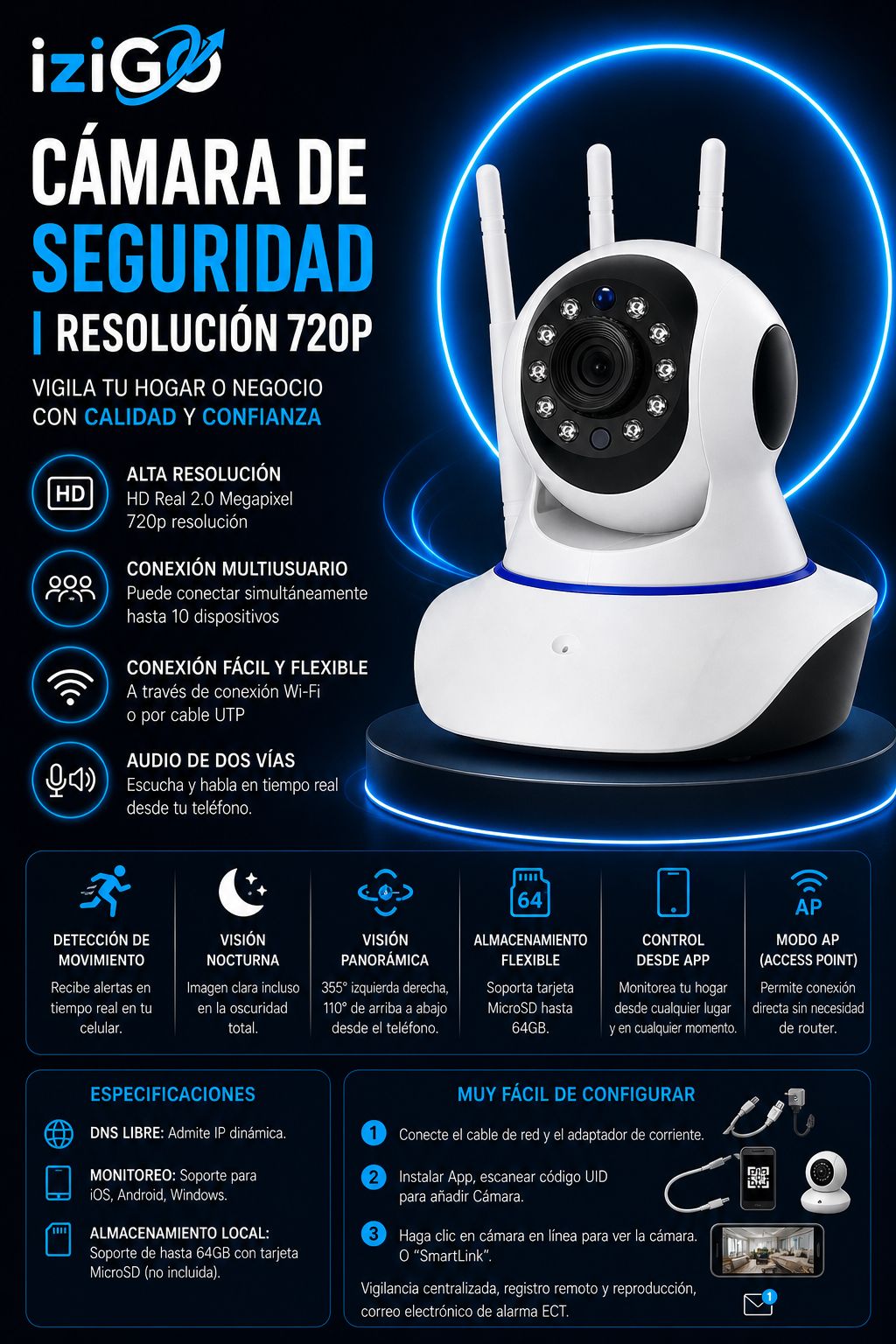 Cámara de seguridad | Resolución 720p