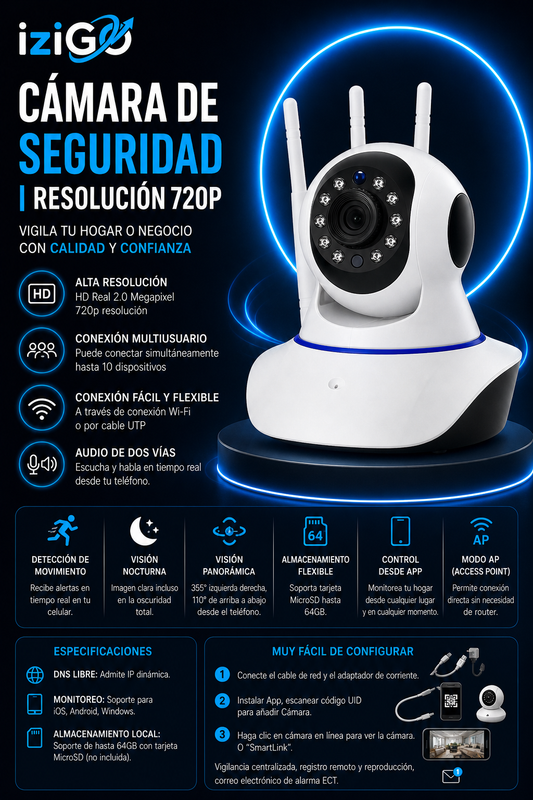 Cámara de seguridad | Resolución 720p