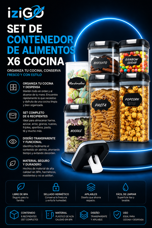 Set De Contenedor De Alimentos X6 Cocina