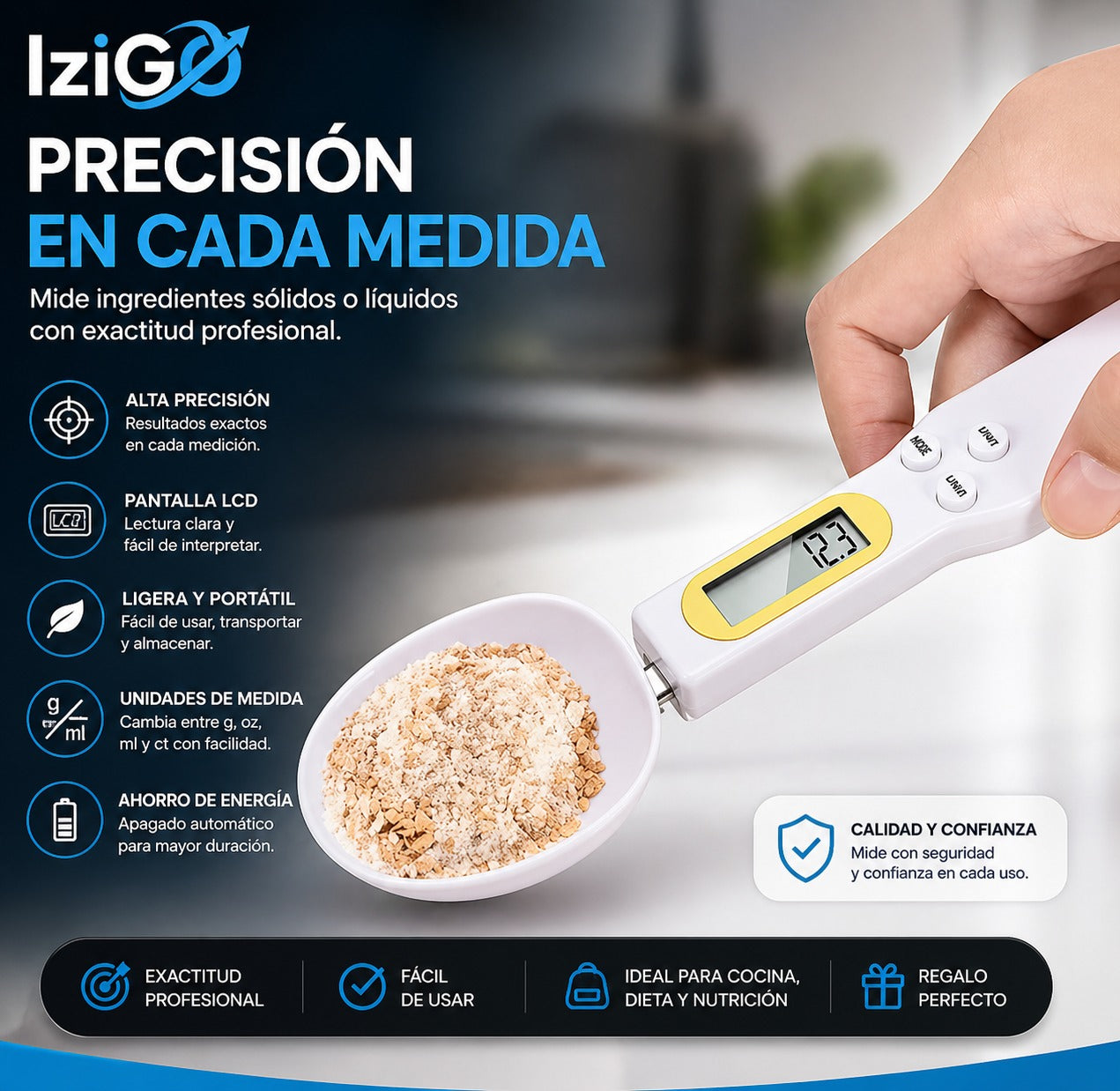 Cuchara digital con gramera hogar
