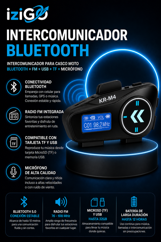 INTERCOMUNICADOR BLUETOOTH KR- M4