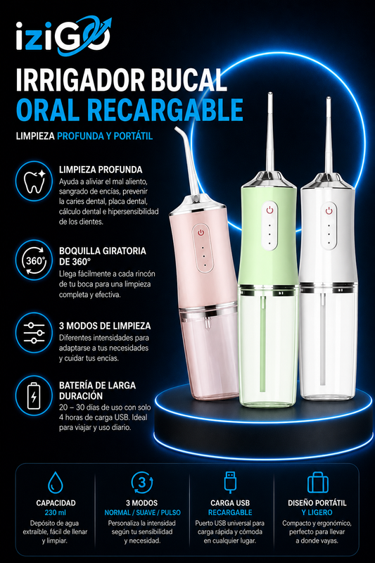 Irrigador Bucal Oral Recargable