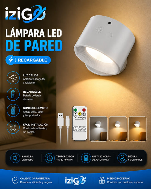 Lampara led de pared recargable