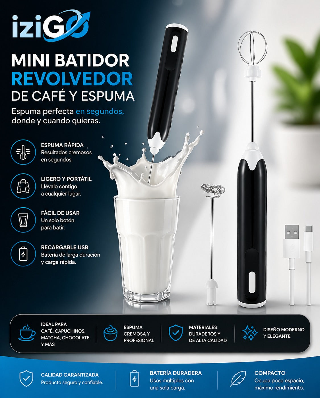 Mini Batidor Revolvedor De Café Y Espuma