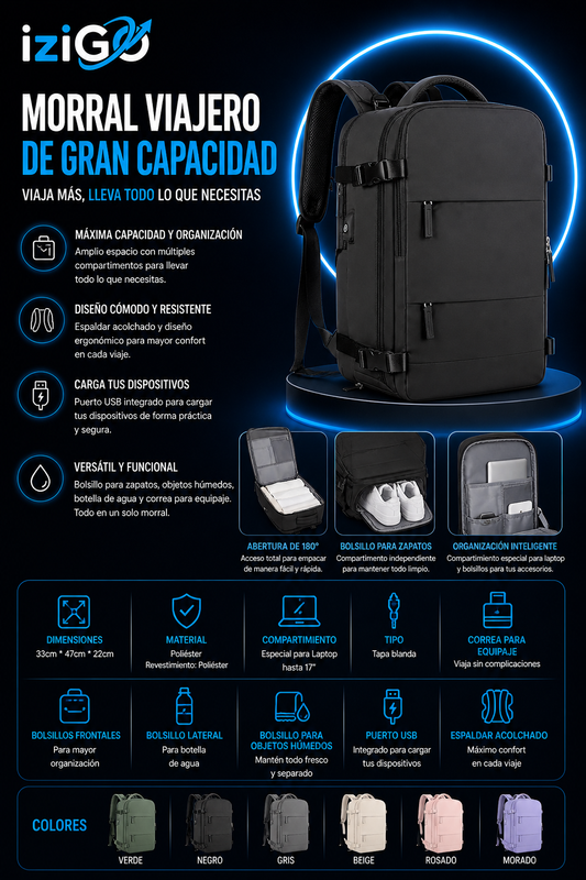 Morral viajero de gran capacidad