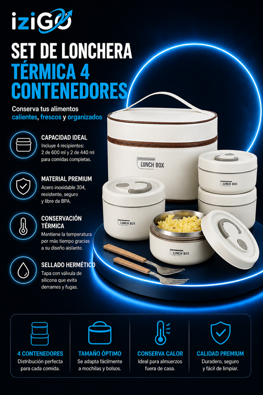 Set de Lonchera Térmica 4 contenedores