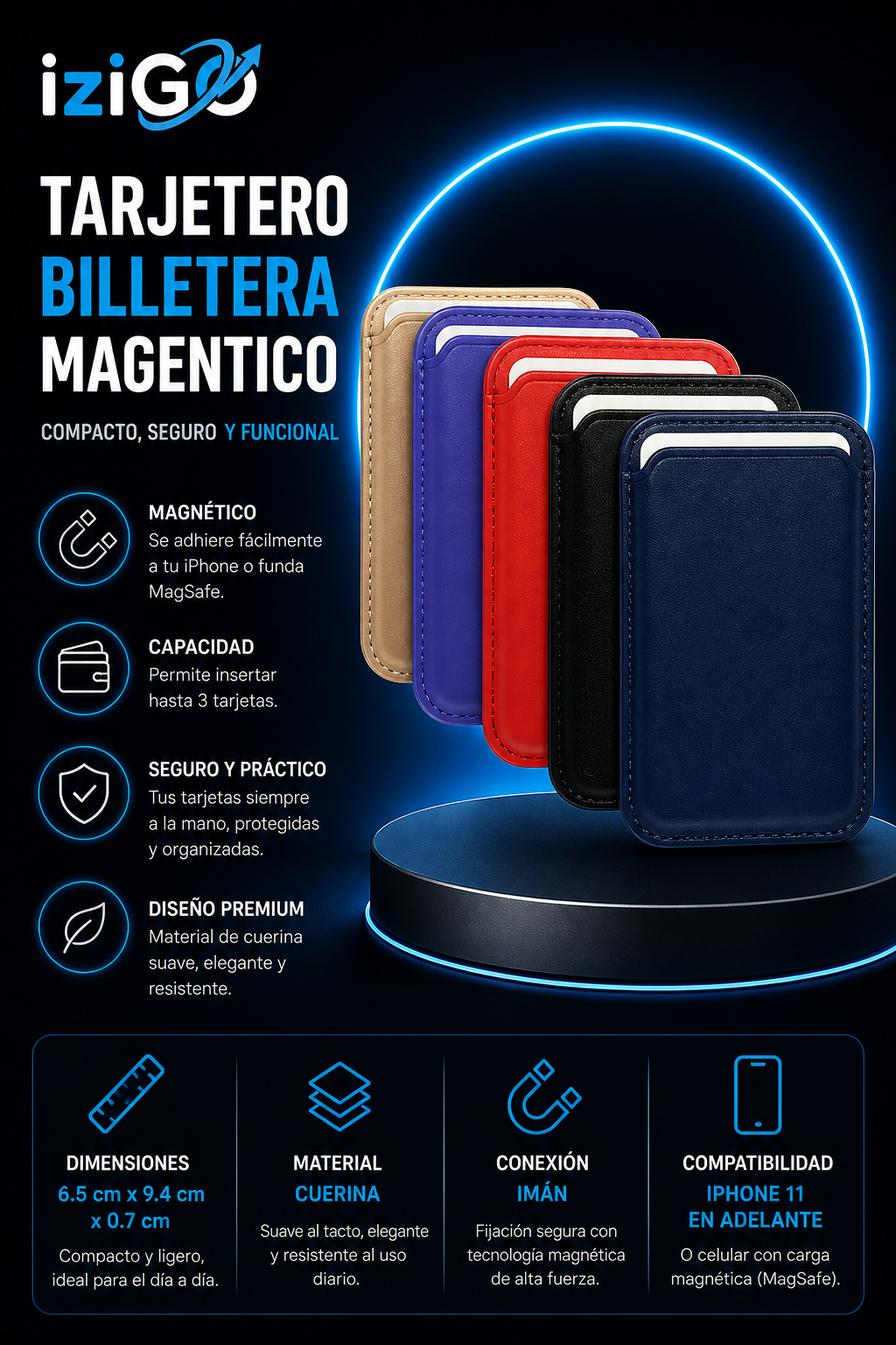 Tarjetero Billetera Magentico Compatible Iphone